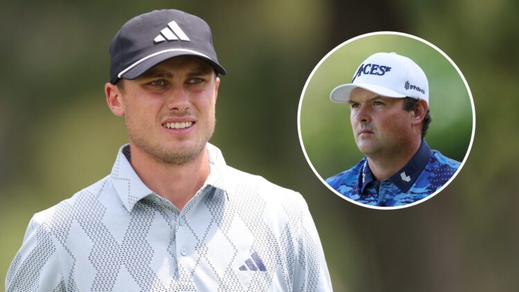 Ludvig Aberg plays at the 2025 RBC Heritage, inset Patrick Reed plays at the 2025 Masters