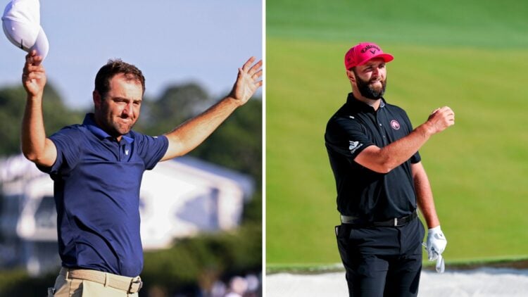 Split image of Scottie Scheffler and Jon Rahm from PGA Championship