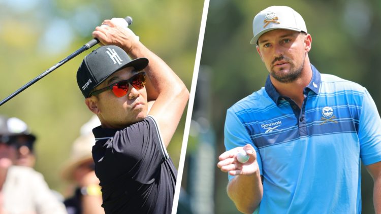 A split image of Bryson DeChambeau at LIV Mexico 2025 and Kevin Na at LIV Adelaide in 2025
