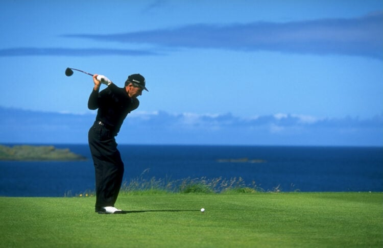 25 Jul 1999:  Gary Player of South Africa in action at the British Senior Open at Royal Portrush Golf Club in Northern Ireland.   Mandatory Credit:...
