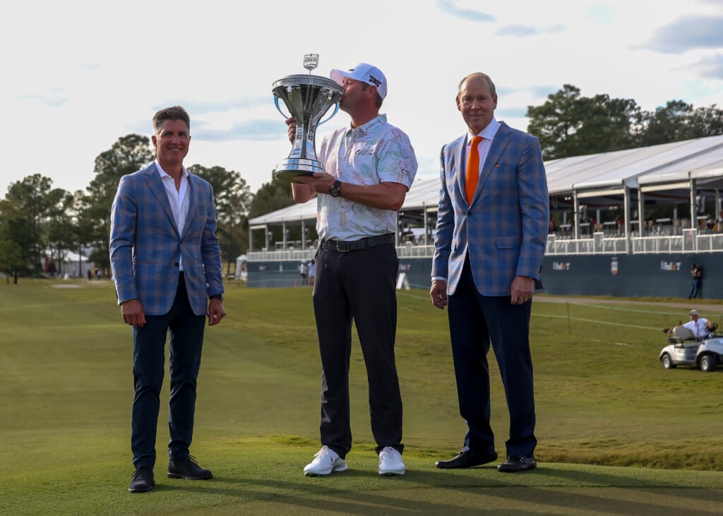 Jason Kokrak celebrates winning the 2021 Houston Open