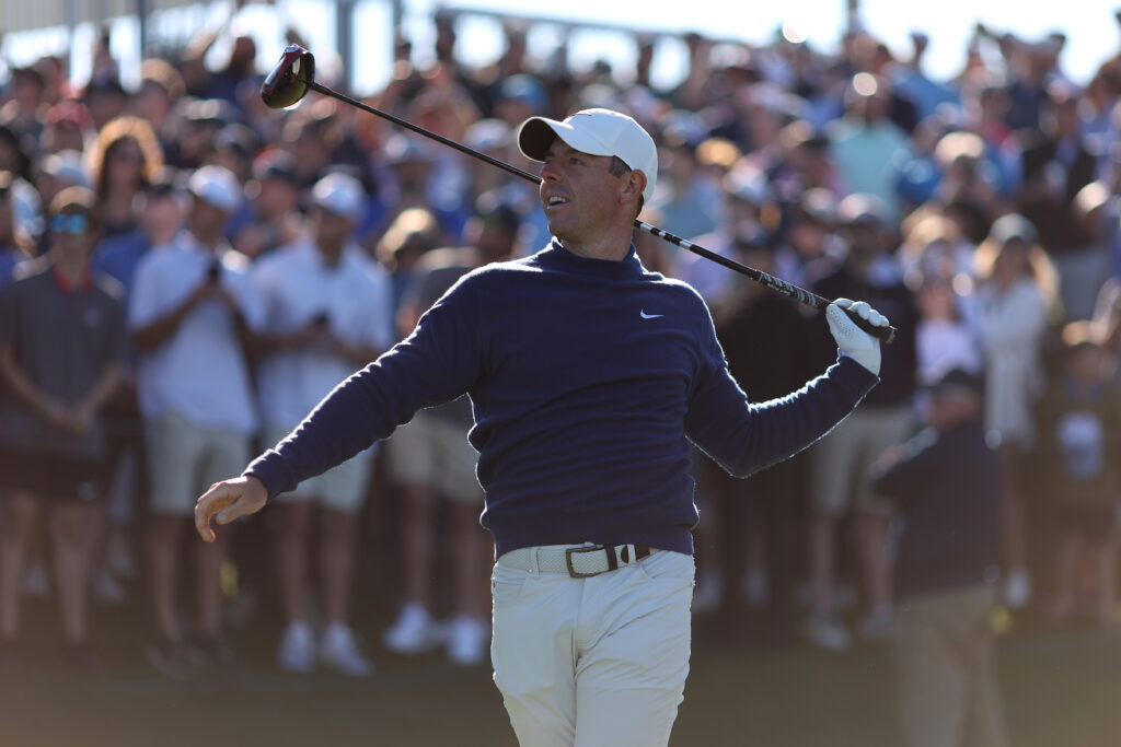 Rory McIlroy hits the driver during the second round of the 2023 Players Championship
