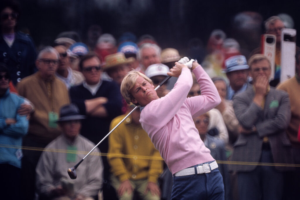 Johnny Miller hits a shot at Pebble Beach during the 1972 U.S. Open