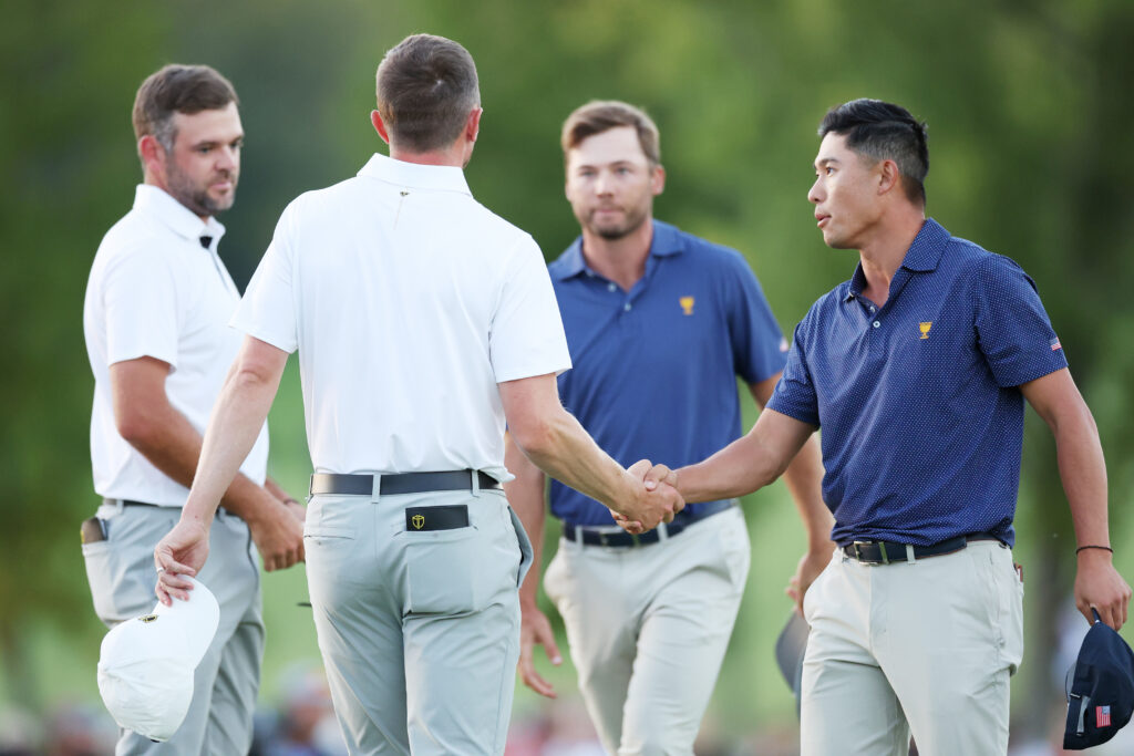 Corey Conners alongside Mackenzie Hughes, Sam Burns and Collin Morikawa during the 2024 Presidents Cup