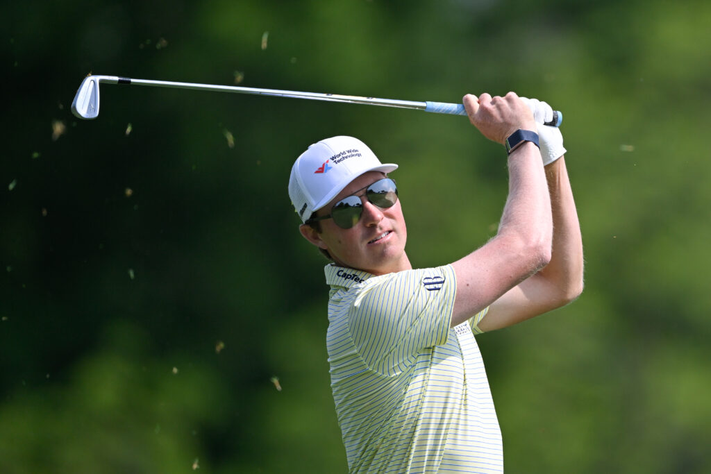 Ben Griffin hits a shot in the final round at the Memorial Tournament