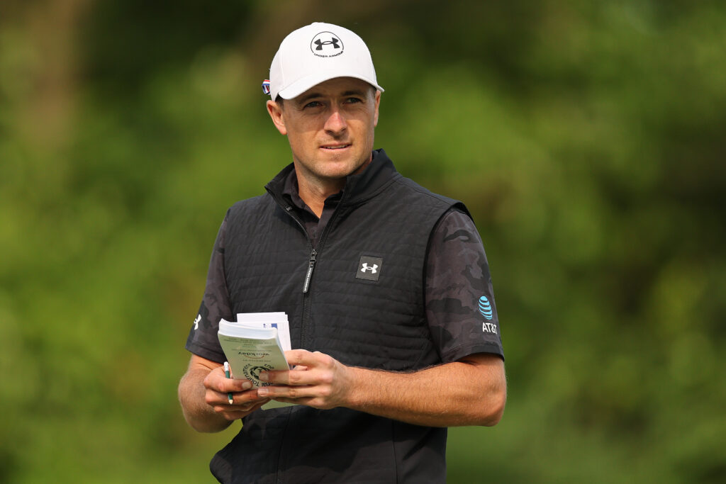 Jordan Spieth looks on from the 15th tee during the third round of the Memorial Tournament