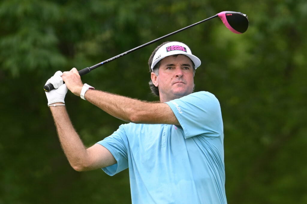 Bubba Watson hits his driver during day one of LIV Golf Virginia