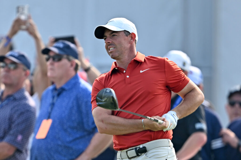 Rory McIlroy hits a drive during the second round of the RBC Canadian Open 2025