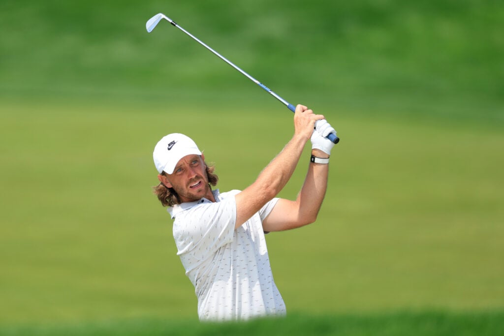 Tommy Fleetwood in action at the 2025 U.S. OPEN