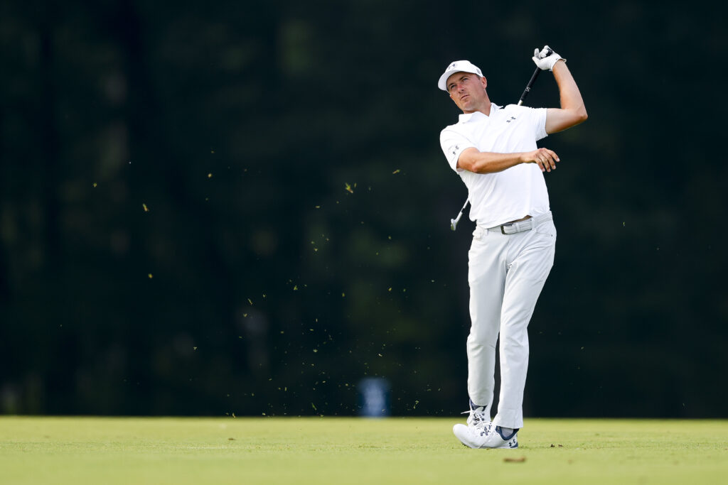 Jordan Spieth hits an iron shot on day one at the US Open