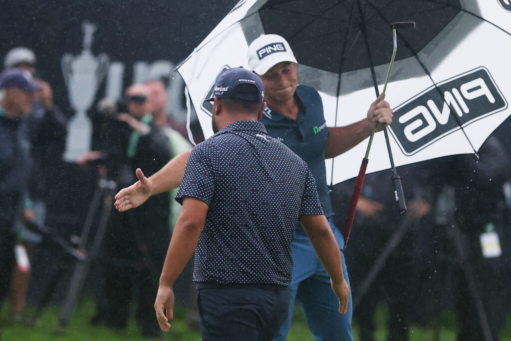 Viktor Hovland and J.J. Spaun in action at the US Open at Oakmont