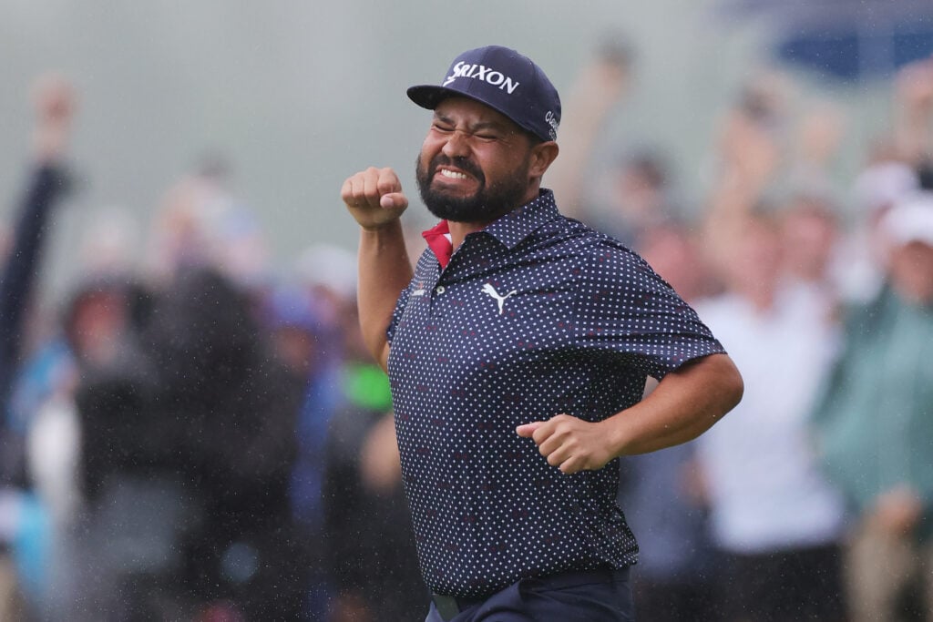 J.J. Spaun celebrates winning the 125th US Open at Oakmont
