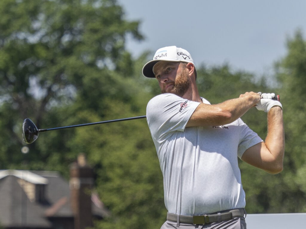 Chris Kirk tees off on day four of the Rocket Classic