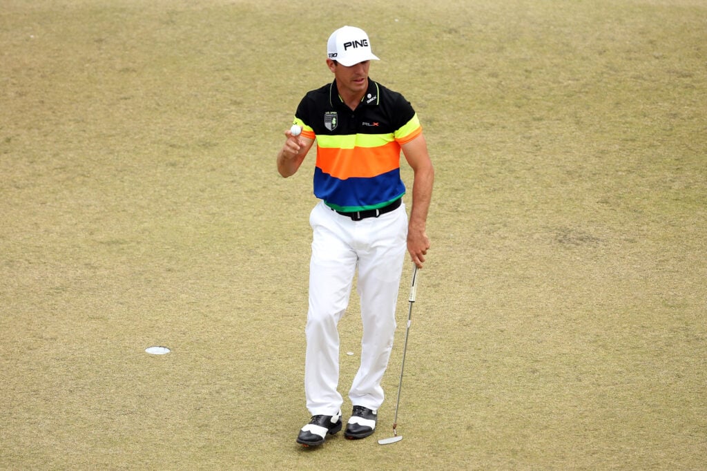 Billy Horschel acknowledges the crowd during the first round of the 2015 US Open