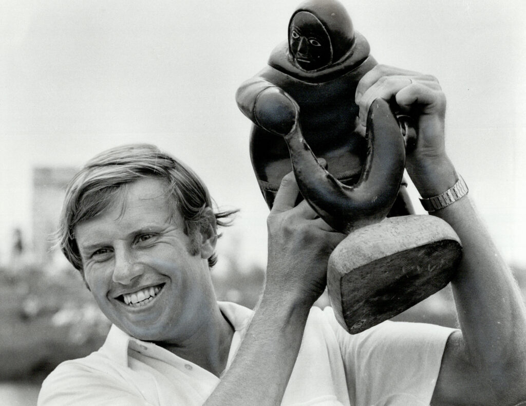 Peter Oosterhuis celebrates winning the 1981 Canadian Open