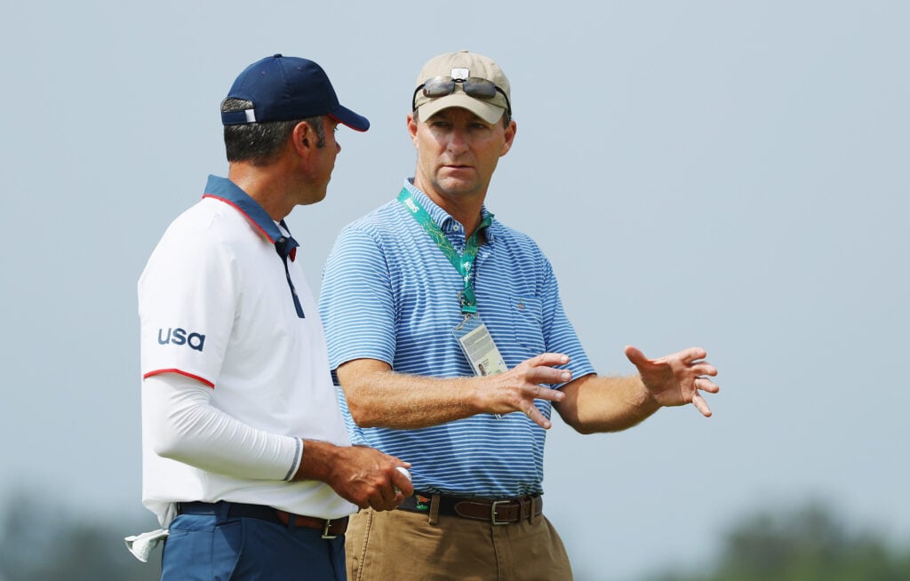Gil Hanse alongside Matt Kuchar at the Golf Olympics in Brazil in 2016