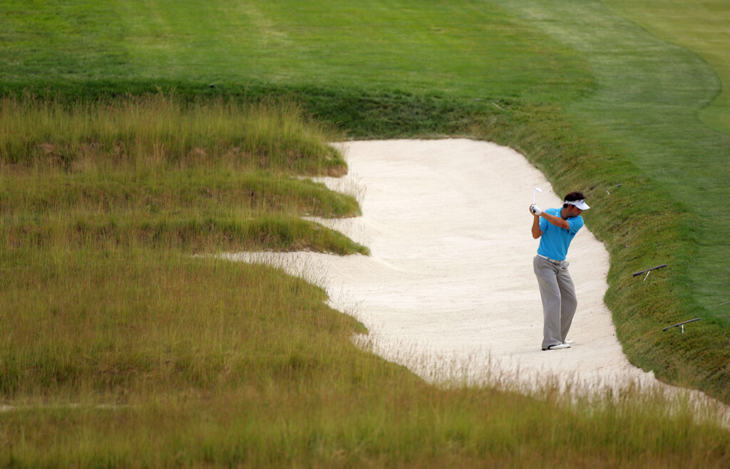 Nick Dougherty hitting a shot during the third round of the 2007 U.S. Open Championship at Oakmont