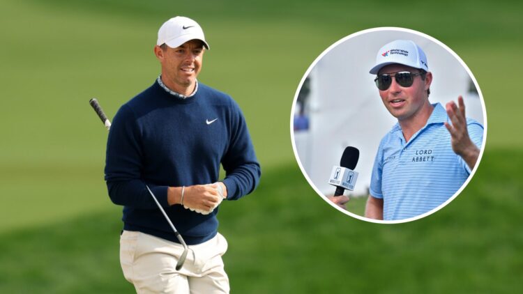 Rory McIlroy at the US Open with inset of Ben Griffin