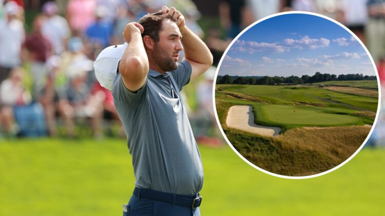 Scottie Scheffler at The Memorial, inset of Oakmont