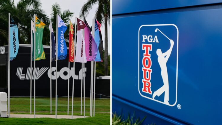 LIV Golf Miami / PGA Tour signage at the Memorial Tournament presented by Workday
