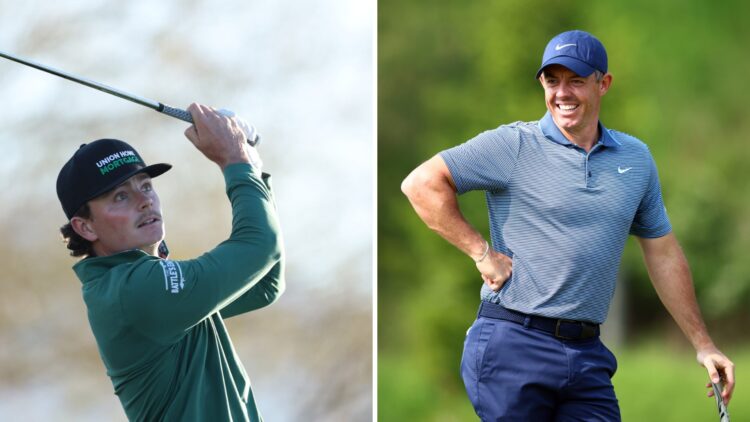 Luke Clanton in action at TPC Scottsdale during the first round of the WM Phoenix Open / Rory McIlroy plays in his practice round at the 2025 Canad...