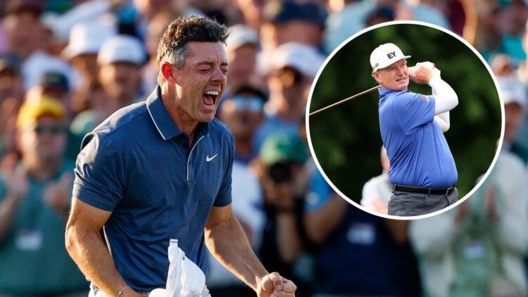 Rory McIlroy image with Ernie Els inset