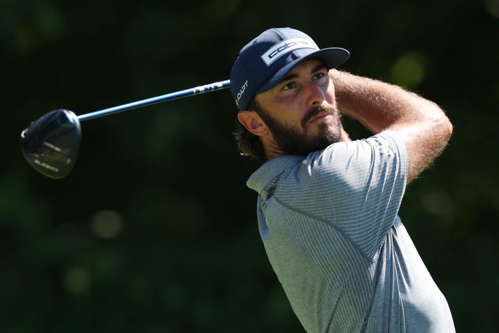 Max Homa hits driver from the second tee during round one of the John Deere Classic at TPC Deere Run