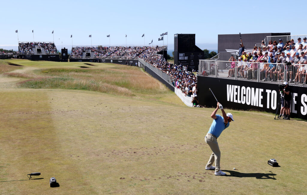 Scottie Scheffler tees off on the sixth hole during the third round of the Genesis Scottish Open