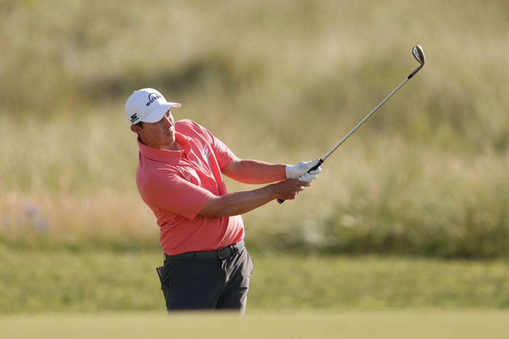 Matthew Fitzpatrick in action on the 12th hole during day three of The Genesis Scottish Open