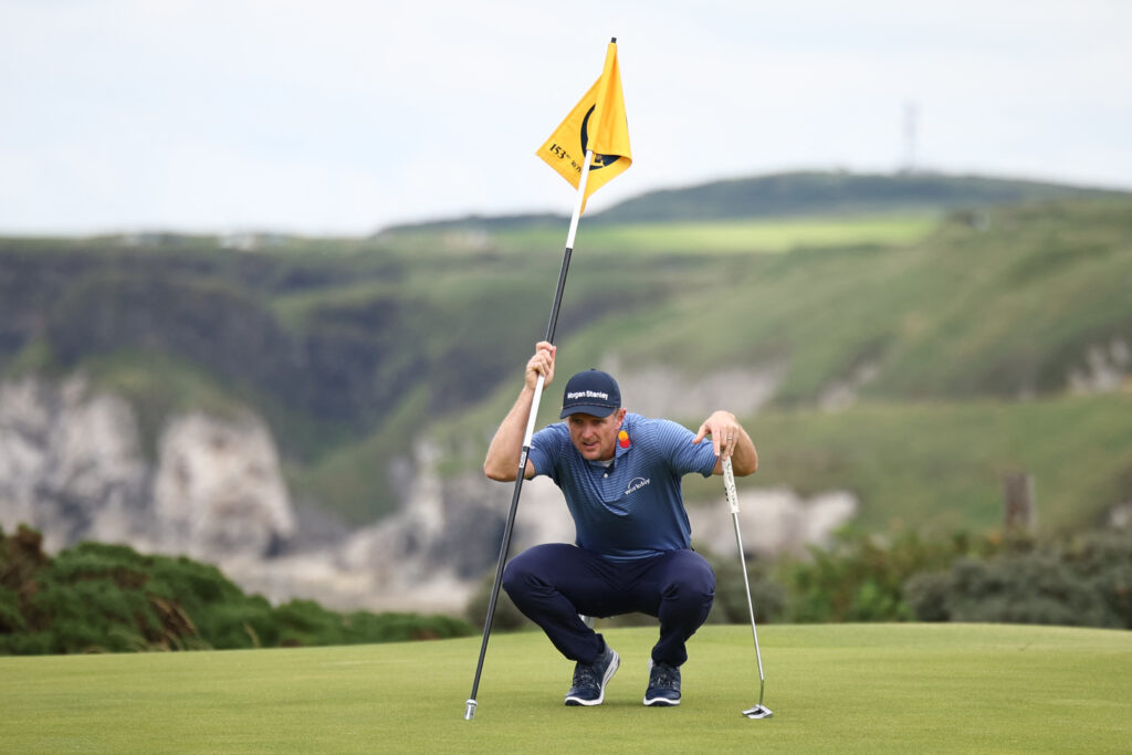 Justin Rose on the 5th green on the opening day of the Open Championship