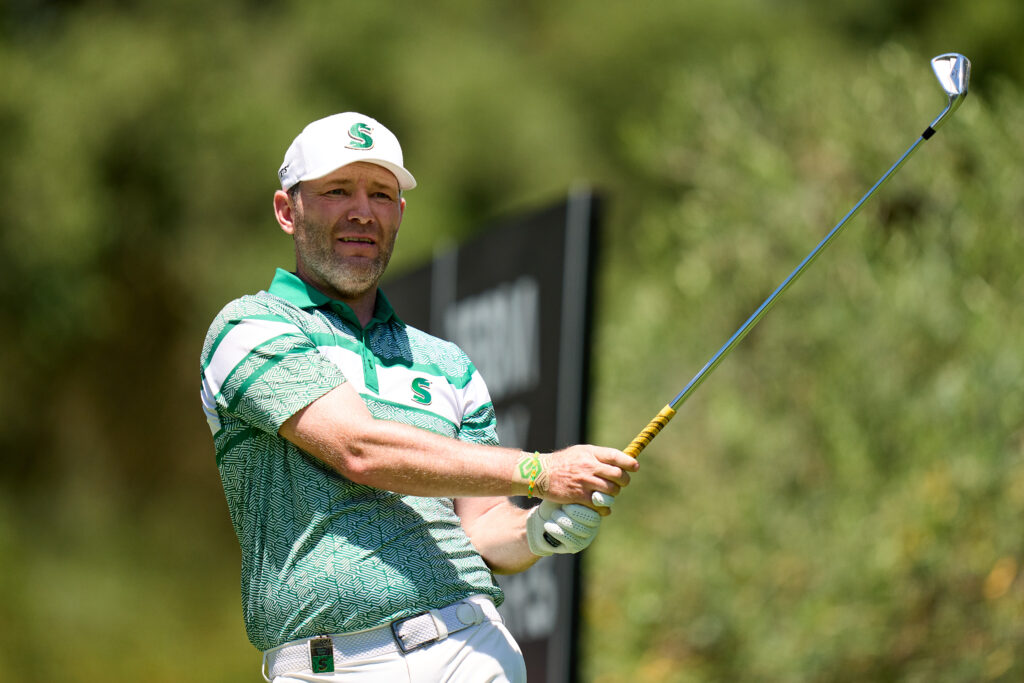 Branden Grace tees off during the third round of LIV Golf Andalucia