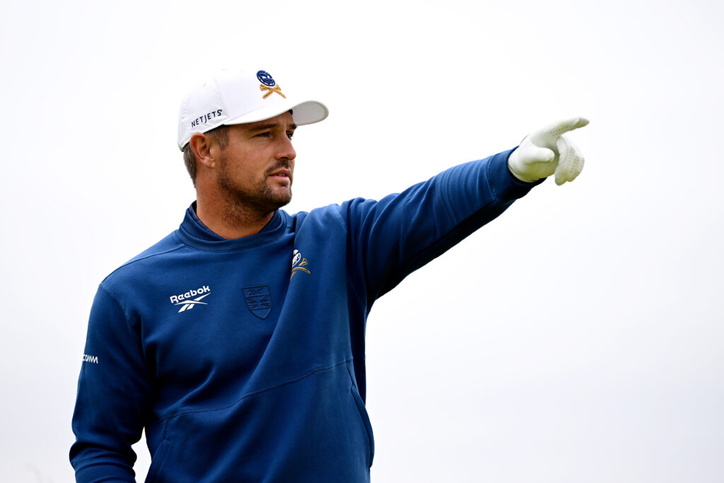 Bryson DeChambeau on the driving range at Royal Portrush ahead of The Open Championship