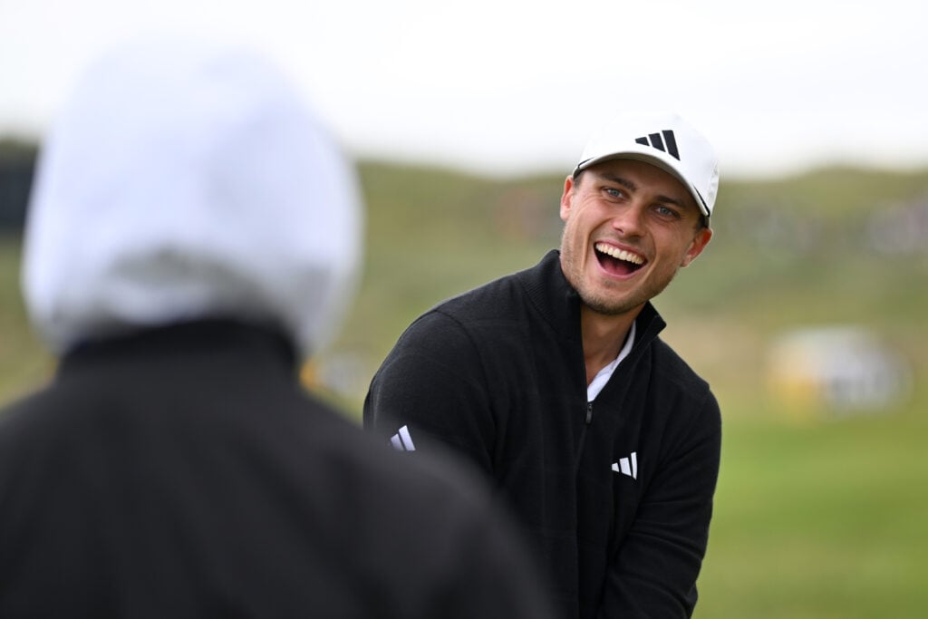 Ludvig Aberg practices on the driving range at Royal Portrush ahead of The Open Championship