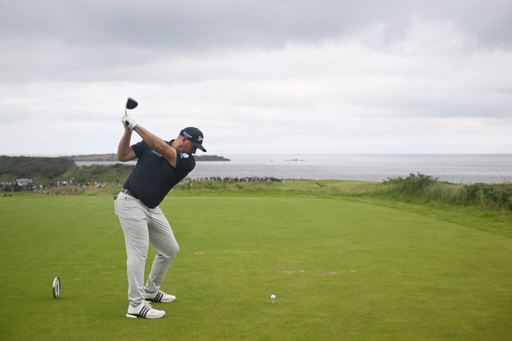 Sepp Straka tees off on the fifth hole during Day Three of The Open Championship