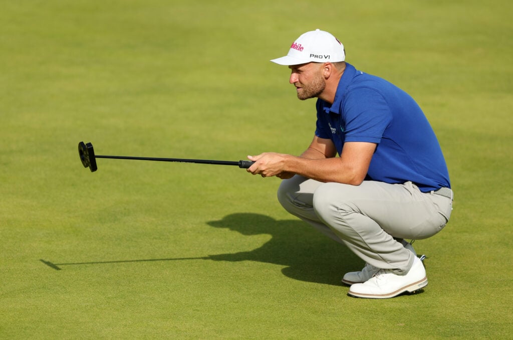 Wyndham Clark reads a putt during the final round of The Open Championship at Royal Portrush