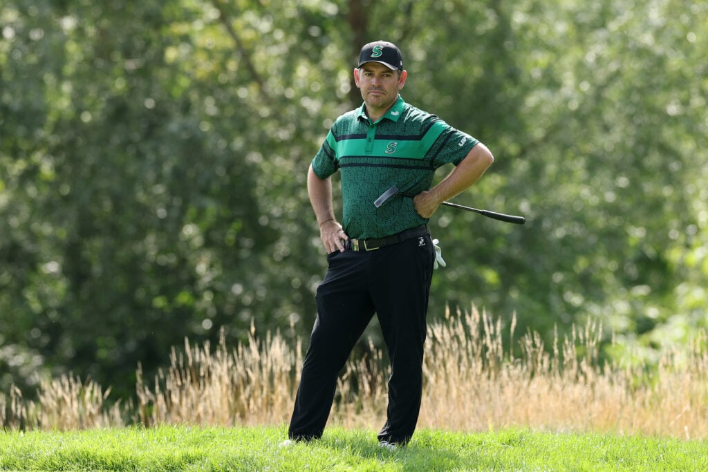 Louis Oosthuizen in action on day one of LIV Golf UK