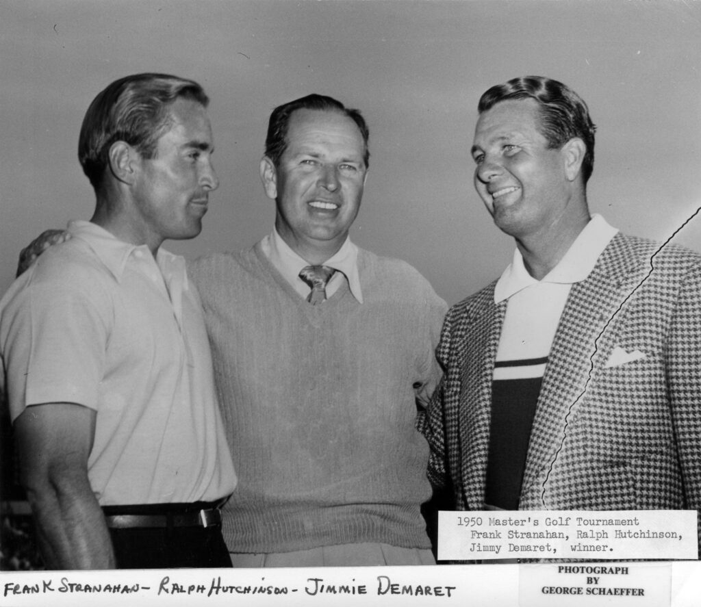 From Left To Right Frank Stranahan, Ralph Hutchinson, And Winner Jimmy Demaret At The 1950 Masters Tournament