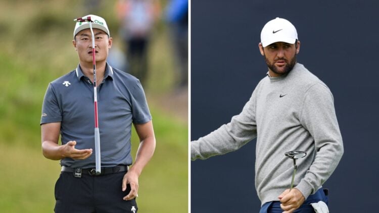Split image of Haotong Li and Scottie Scheffler
