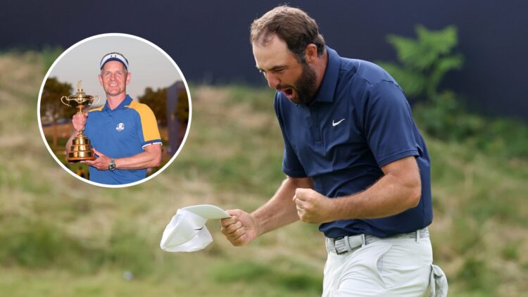 Scottie Scheffler celebrates winning The Open 2025, inset Luke Donald poses with the Ryder Cup trophy in 2023