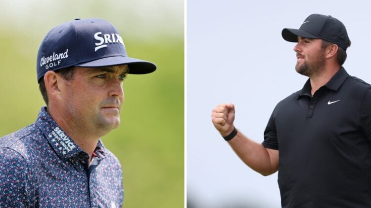 Keegan Bradley in action at the Memorial Tournament presented by Workday 2025 - Final Round / Chris Gotterup celebrates after winning the Genesis S...