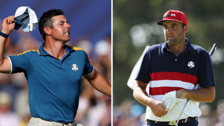 Split image of Rory McIlroy and Scottie Scheffler