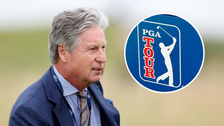 Brandel Chamblee picture at The Open, PGA Tour logo inset