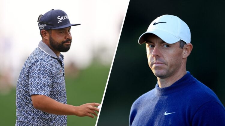 J.J. Spaun in action at THE PLAYERS Championship 2025 / Rory McIlroy during the second round of the 2023 Players Championship