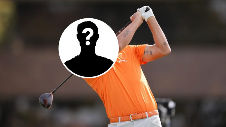 Rickie Fowler plays at The Genesis Invitational 2025, inset mystery symbol