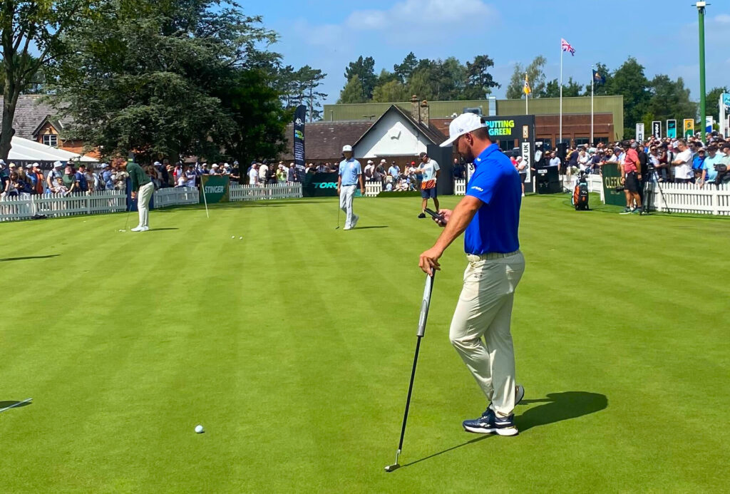 Bryson DeChambeau warms up before round one at LIV Golf by JCB