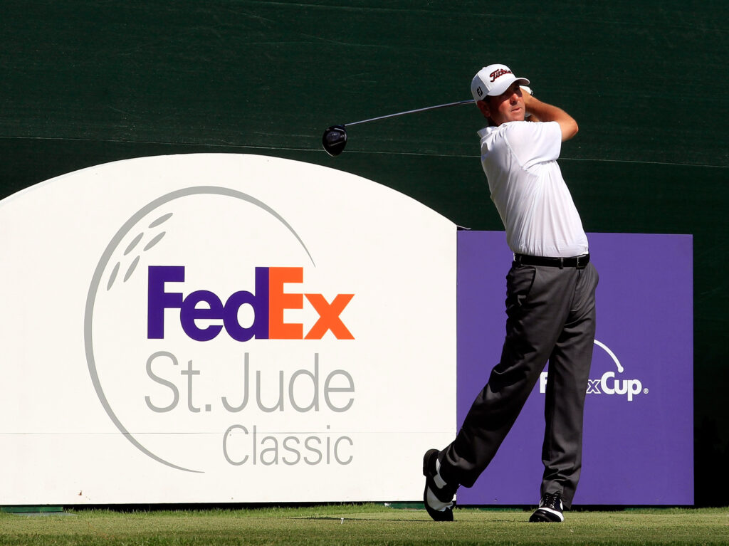 Harrison Frazar plays a shot during the final round of the FedEx St. Jude Classic at TPC Southwind