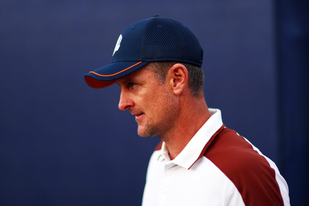 Justin Rose walks off the final hole during the Sunday singles at the 2023 Ryder Cup