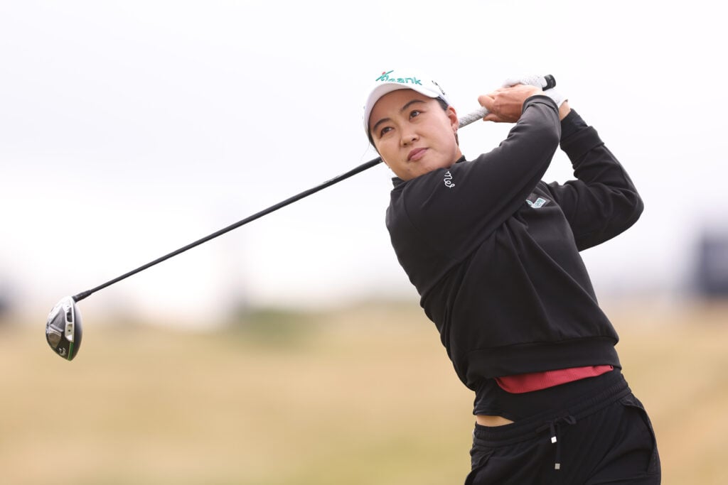 Minjee Lee tees off during the Pro-Am prior to the AIG Women's Open 2025