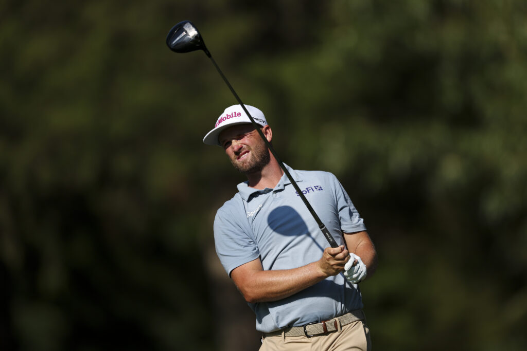 Wyndham Clark hits a tee shot during the first round of the FedEx St. Jude Championship
