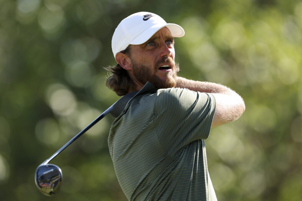 Tommy Fleetwood in action on the 18th hole during the third round of the FedEx St. Jude Championship in 2025